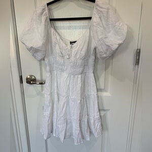 Trixxi White Puff Sleeve Mini Dress